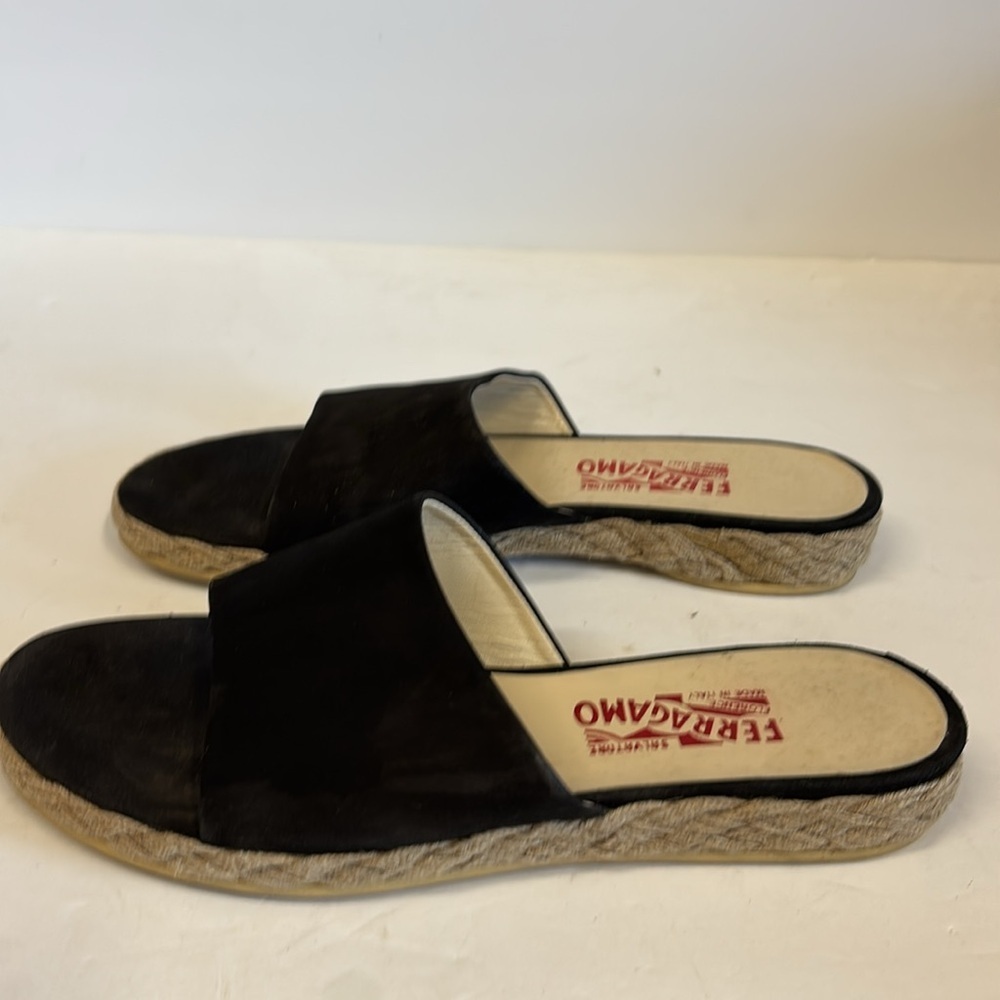 Salvatore Ferragamo Black Suede Slides - Picture 5 of 8